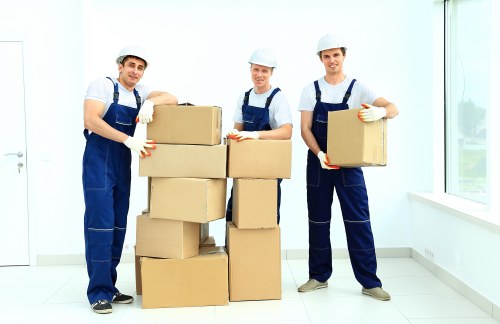 Loaded moving van with protected items arranged safely