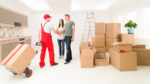 Professional removal van helping with furniture transport