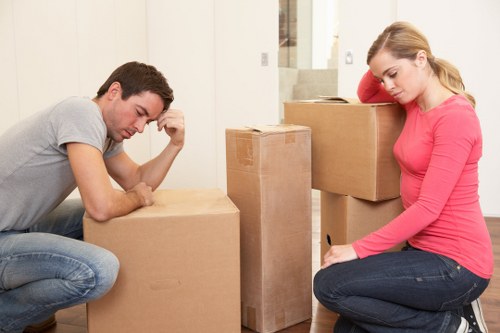 Moving boxes prepared for a flat removal service in north-west London