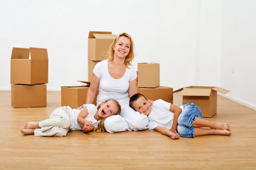 Office furniture and equipment prepared for a local move